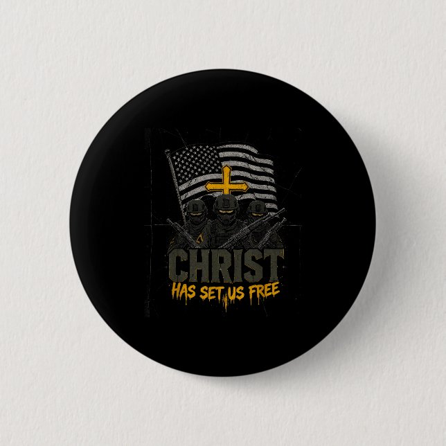 Military Christian Design Soldier Army Prayer Fait Button (Front)
