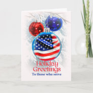 Military Christmas American Flag In Ornament Holiday Card at Zazzle