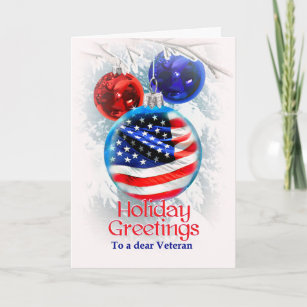 Military Christmas American Flag to Veterans Holiday Card