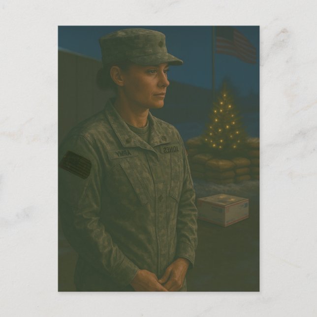 Military Christmas Female Soldier Honor Postcard (Front)