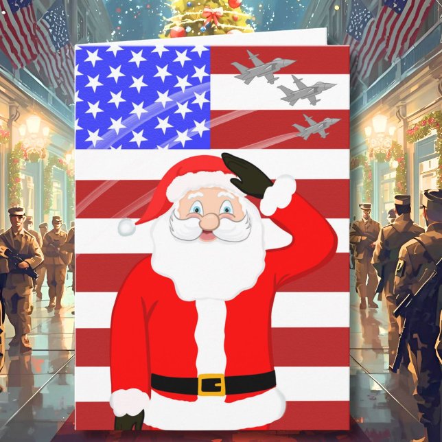 Military Christmas Santa Claus Saluting  Card (Creator Uploaded)