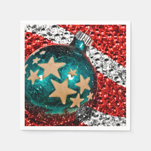 Military Christmas Stars Stripes Holiday Design Napkins (Front)