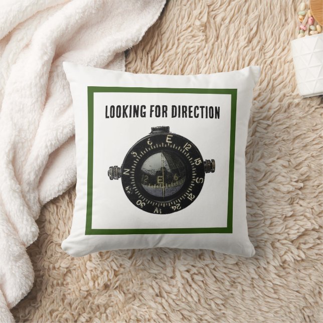 Military Compass Survival Navigation Adventure Throw Pillow (Blanket)
