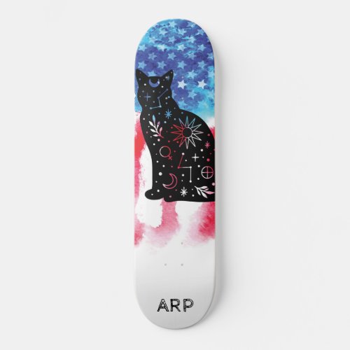  Military COSMIC CAT Red White Blue Flag Skateboard