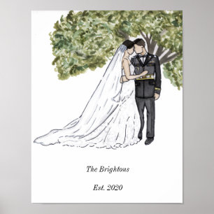 Military Couple Wedding Portrait Print
