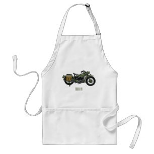 Military cruiser motorcycle cartoon illustration adult apron