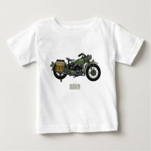 Military cruiser motorcycle cartoon illustration baby T-Shirt