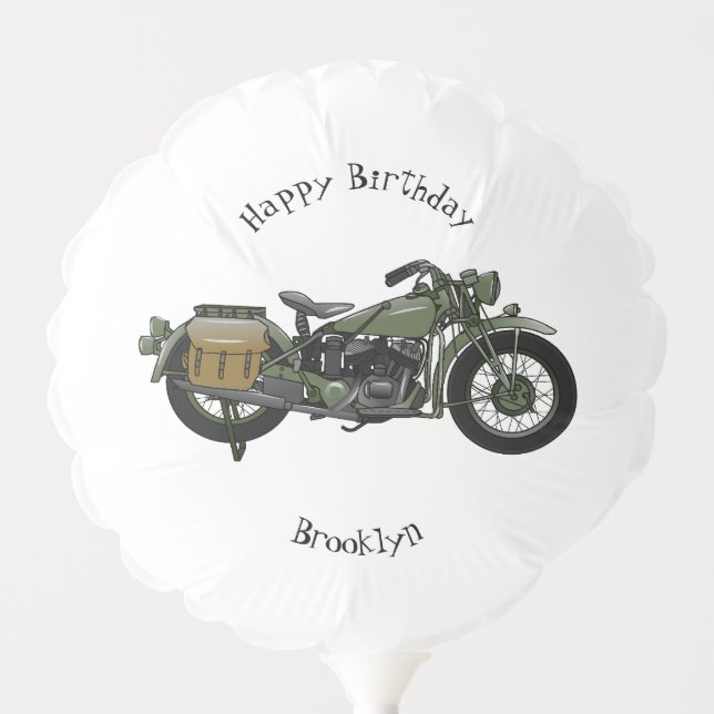 Military cruiser motorcycle cartoon illustration balloon (Front)