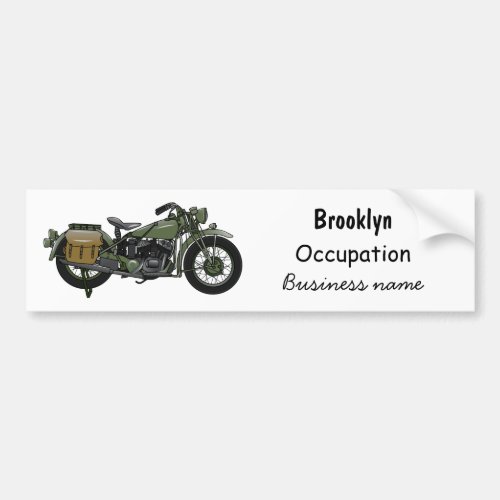 Military cruiser motorcycle cartoon illustration bumper sticker