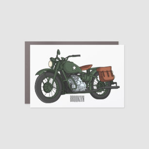 Military cruiser motorcycle cartoon illustration car magnet