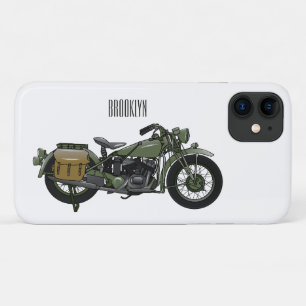 Military cruiser motorcycle cartoon illustration iPhone 11 case