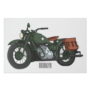 Military cruiser motorcycle cartoon illustration faux canvas print
