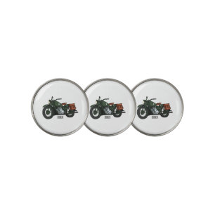Military cruiser motorcycle cartoon illustration golf ball marker