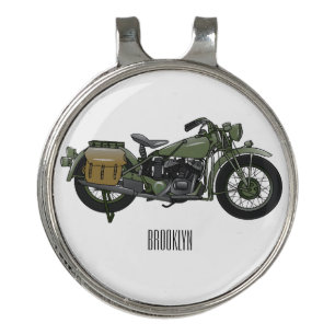 Military cruiser motorcycle cartoon illustration golf hat clip