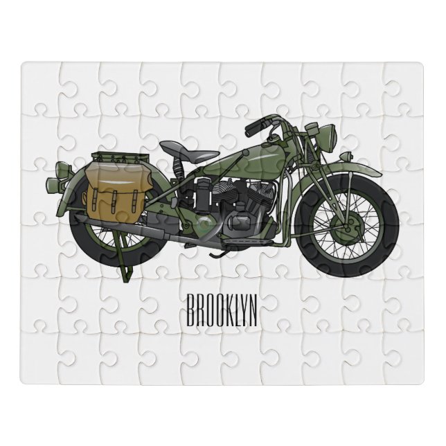 Military cruiser motorcycle cartoon illustration jigsaw puzzle (Puzzle Horizontal)
