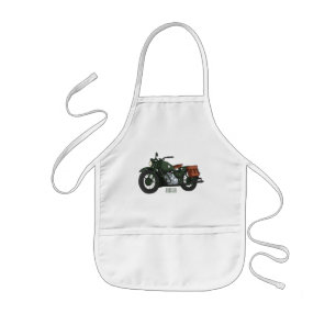 Military cruiser motorcycle cartoon illustration kids' apron