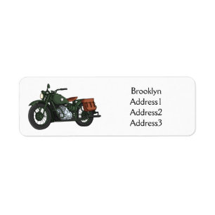 Military cruiser motorcycle cartoon illustration label