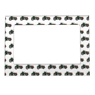 Military cruiser motorcycle cartoon illustration magnetic frame