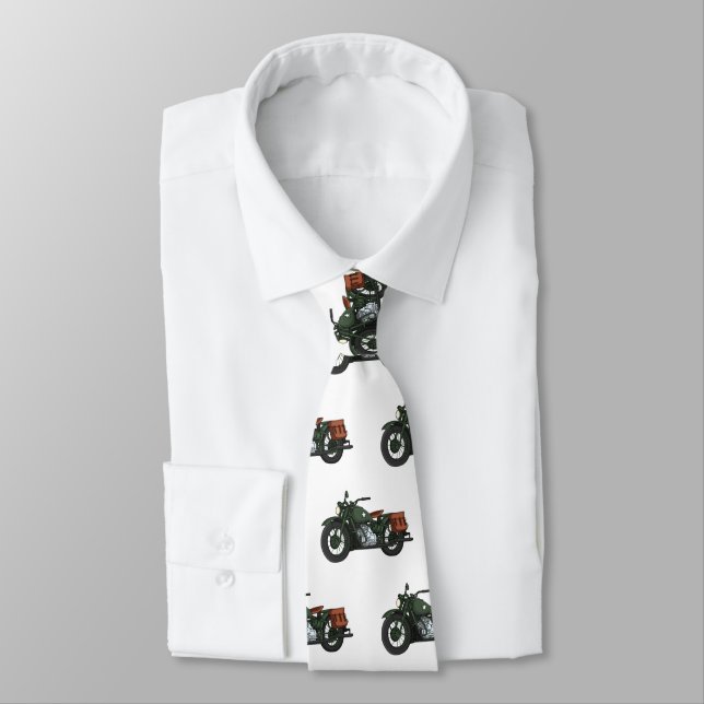 Military cruiser motorcycle cartoon illustration  neck tie (Tied)