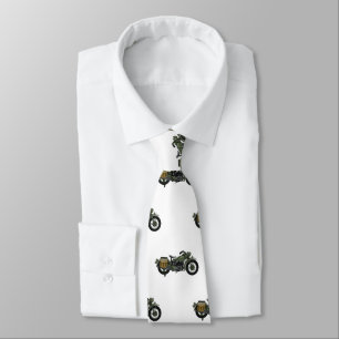 Military cruiser motorcycle cartoon illustration neck tie