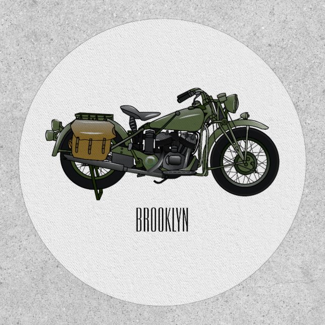 Military cruiser motorcycle cartoon illustration patch (Front)