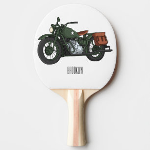 Military cruiser motorcycle cartoon illustration ping pong paddle