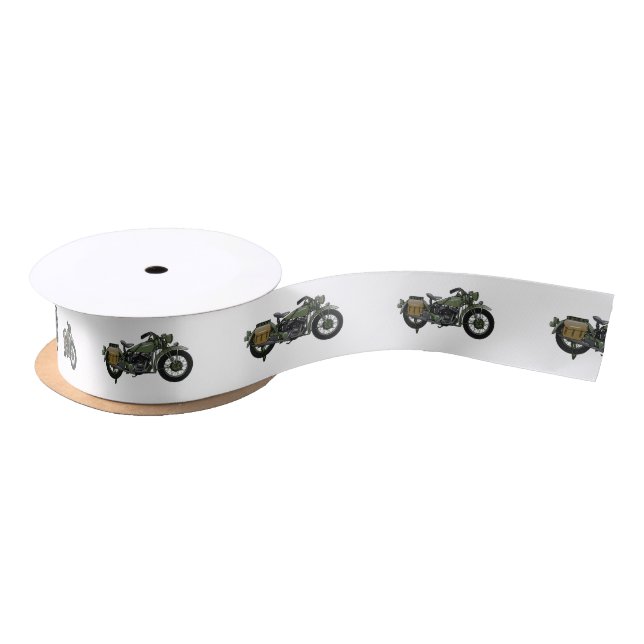 Military cruiser motorcycle cartoon illustration satin ribbon (Spool)