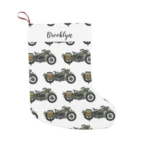 Military cruiser motorcycle cartoon illustration small christmas stocking