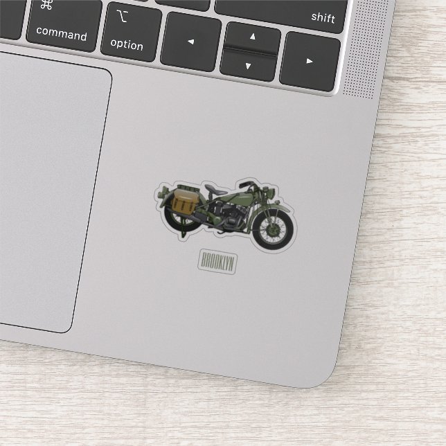 Military cruiser motorcycle cartoon illustration sticker (Detail)