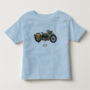 Military cruiser motorcycle cartoon illustration toddler t-shirt