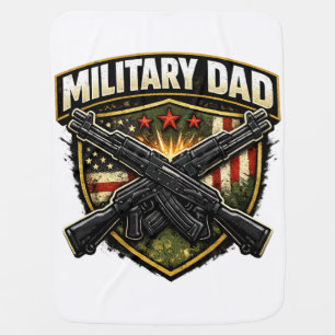 Military dad design with crossed rifles. baby blanket