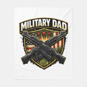 Military dad design with crossed rifles. fleece blanket