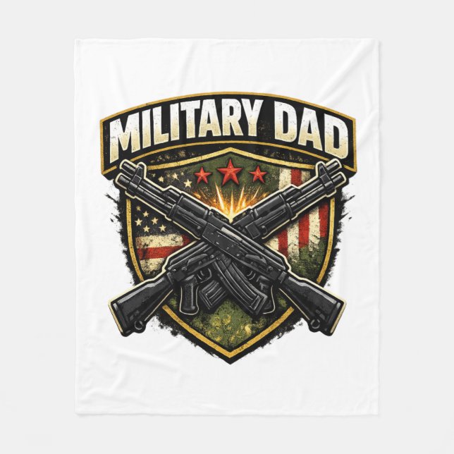 Military dad design with crossed rifles. fleece blanket (Front)
