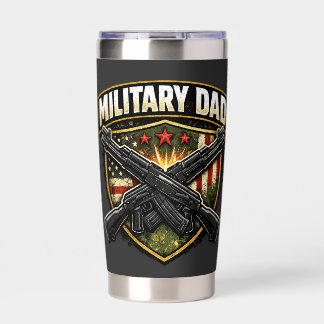 Military dad design with crossed rifles. insulated tumbler