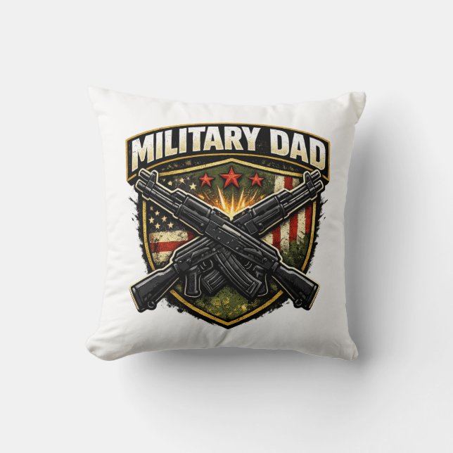 Military dad design with crossed rifles. throw pillow (Front)