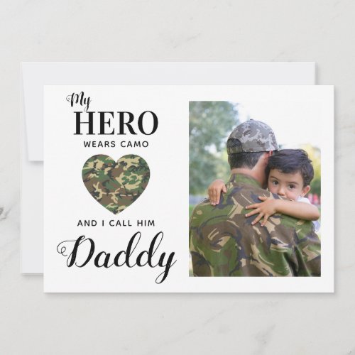 Military Dad My Hero Wears Camo Fathers Day Photo Holiday Card