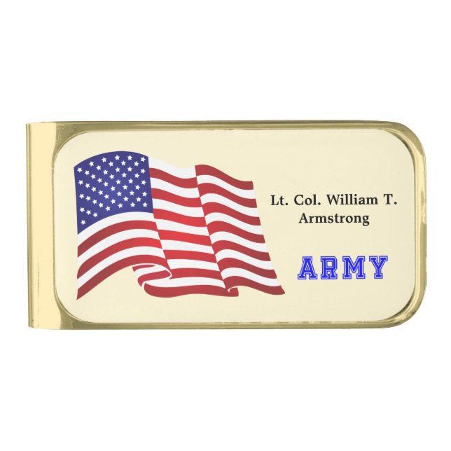 Military design for Army personnel Gold Finish Money Clip (Front)