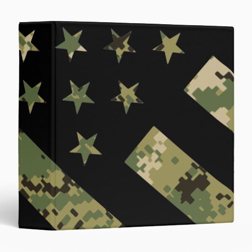 Military Digital Camouflage US Flag 3 Ring Binder