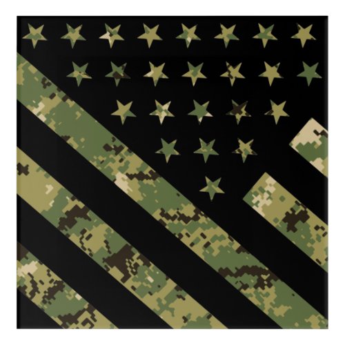 Military Digital Camouflage US Flag Acrylic Print