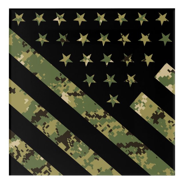 Military Digital Camouflage US Flag Acrylic Print (Front)