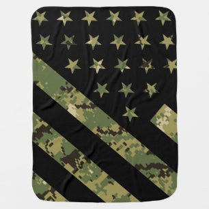 Military Digital Camouflage US Flag Baby Blanket