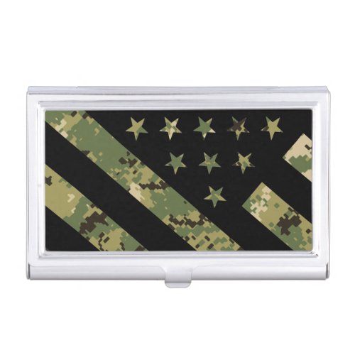 Military Digital Camouflage US Flag Business Card Case