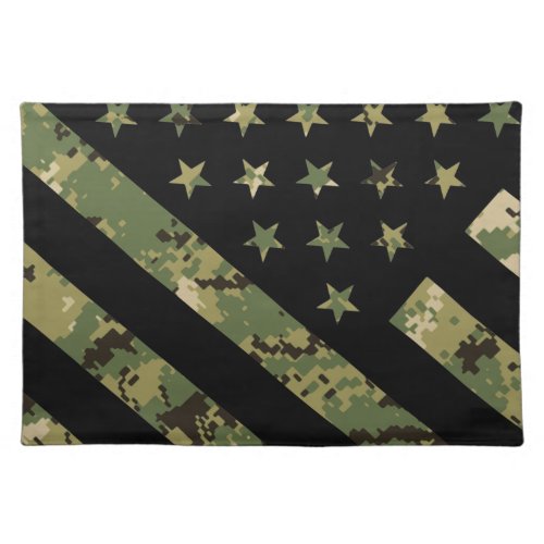 Military Digital Camouflage US Flag Cloth Placemat