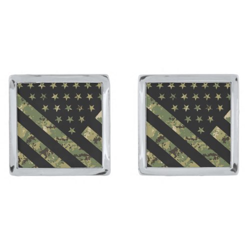 Military Digital Camouflage US Flag Cufflinks