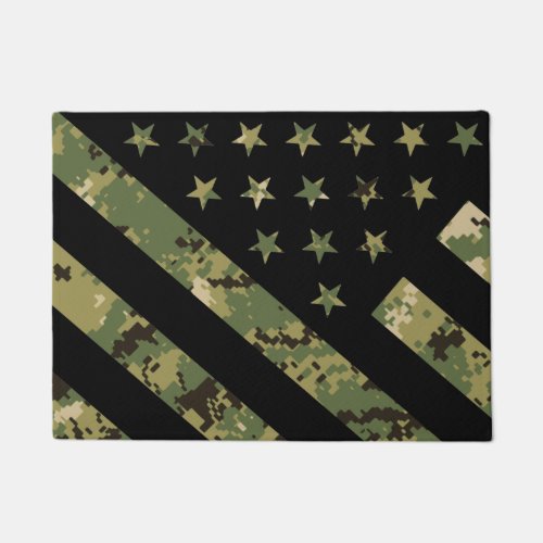 Military Digital Camouflage US Flag Doormat