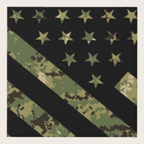 Military Digital Camouflage US Flag Faux Canvas Print