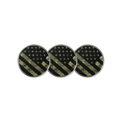 Military Digital Camouflage US Flag Golf Ball Marker