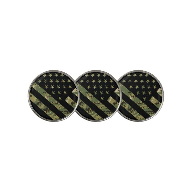 Military Digital Camouflage US Flag Golf Ball Marker (3 Up)