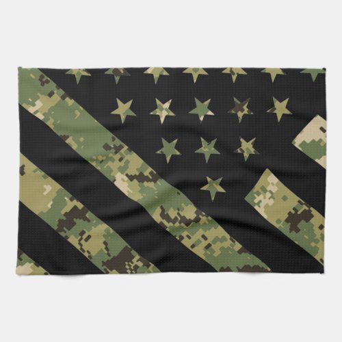 Military Digital Camouflage US Flag Kitchen Towel