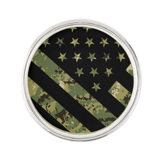 Military Digital Camouflage US Flag Lapel Pin (Front)